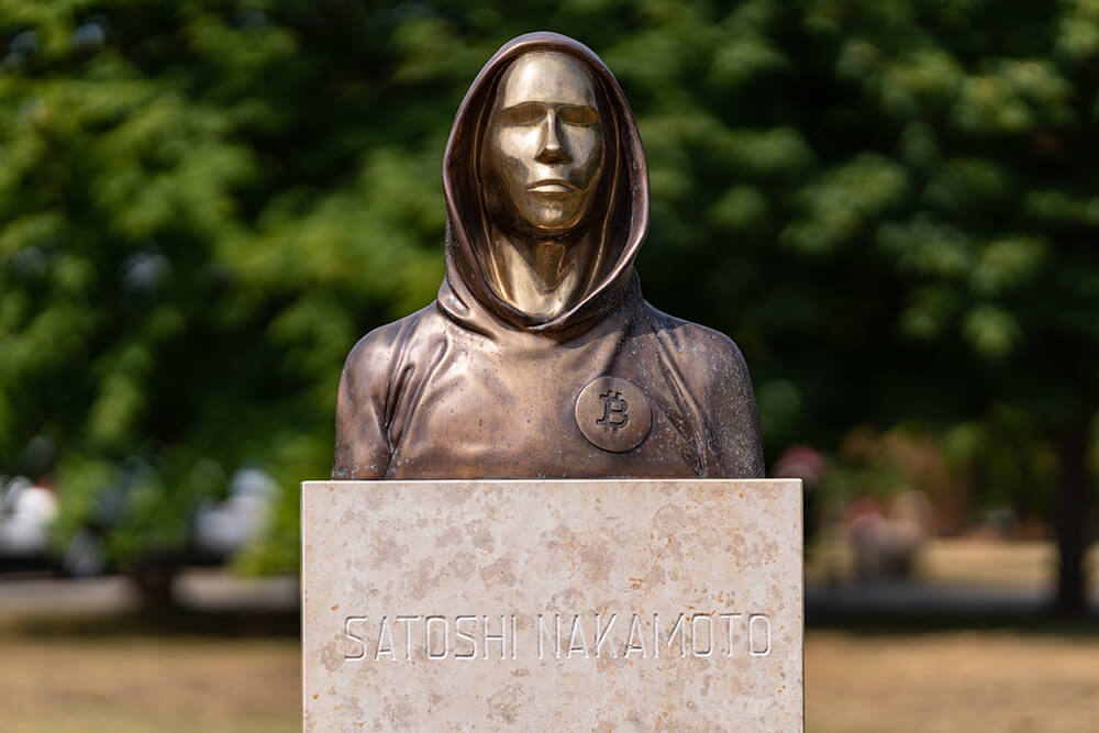 Satoshi Nakamoto statue from Budapest, Hungary